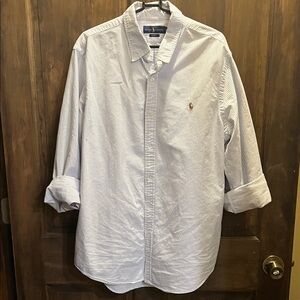 Polo by Ralph Lauren Men's White and Blue Pinstripe Shirt